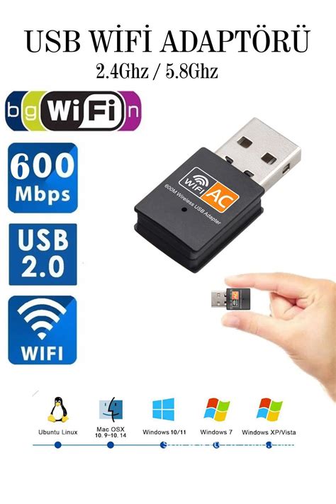 CONOCER Usb Wifi Adaptörü 600mbps Usb Kablosuz Alıcı Dongle Ağ Kartı