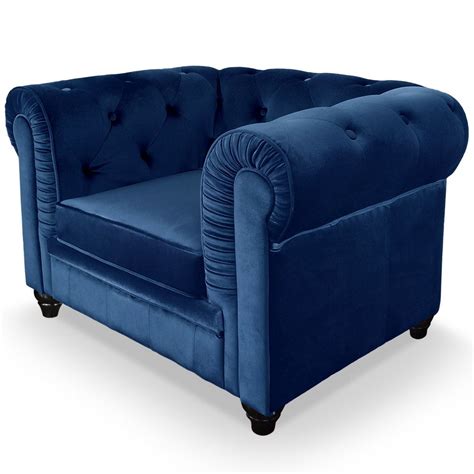 Grand Fauteuil Chesterfield Velours Bleu Artofit