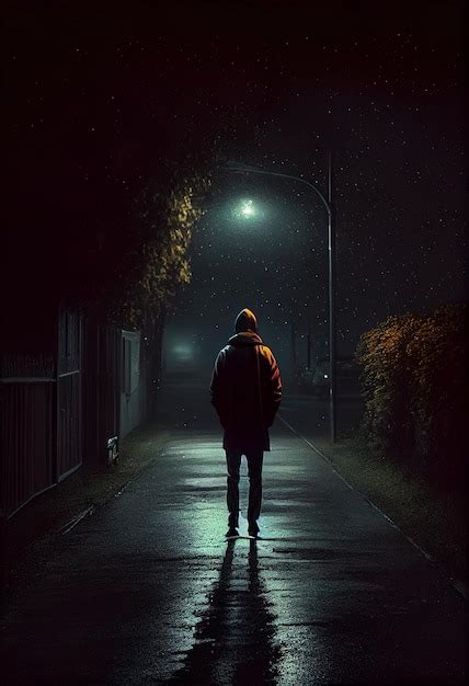 Persona Caminando Por Una Calle Oscura En La Noche Generativa Ai Foto