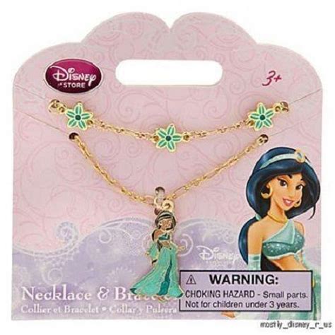 New Disney Store Aladdin Princess Jasmine Bracelet Necklace Pendent Jewelry Set 1794452520