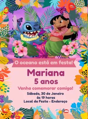 Convite Anivers Rio Lilo E Stitch Edite Gr Tis Nosso Editor Online