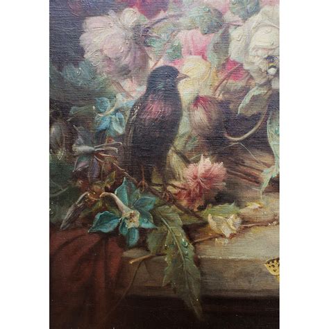 Hans Zatzka Oil On Canvas Wicker Basket Of Spring Flowers For Sale At