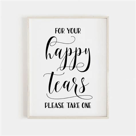 For Your Happy Tears Sign Wedding Tissues Sign Happy Tears Etsy