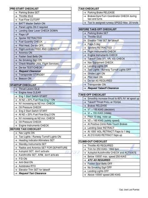 Boeing 737 200 Checklist