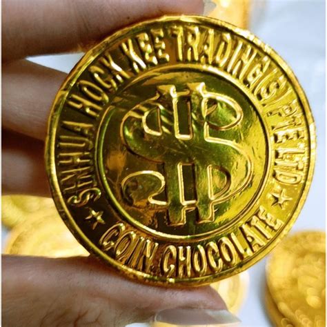 6 Pieces Jumbo Big Size Halal Golden Coin Chocolate Gold Coin