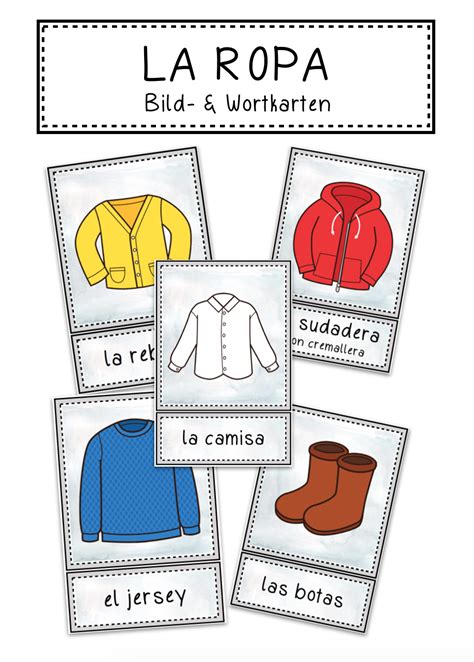 La Ropa Wort Bild Karten Zum Thema Kleidung Unterrichtsmaterial