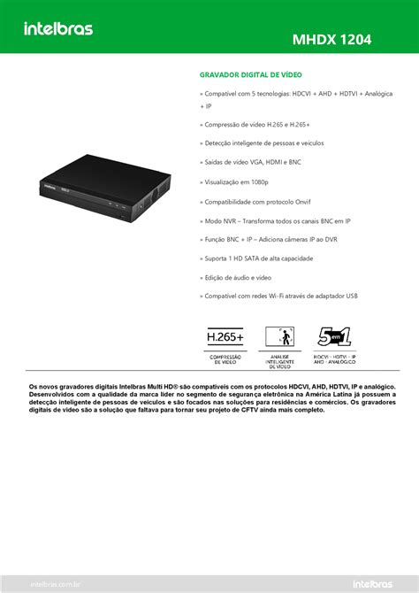 Gravador Dig De V Deo Mhdx Intelbras