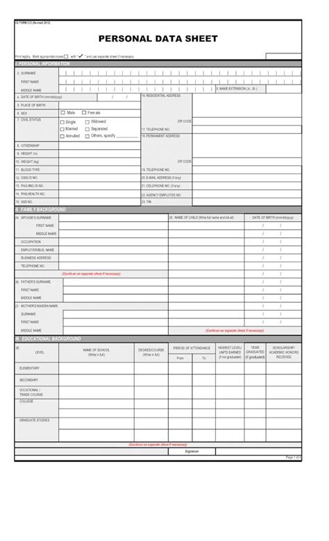 Pdf Form 212 Revised Pds Form Dokumentips