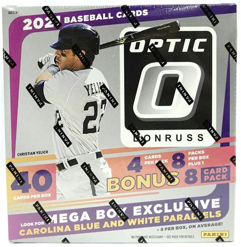 2021 Panini Donruss Optic Baseball 40 Card Mega Box Carolina Blue And