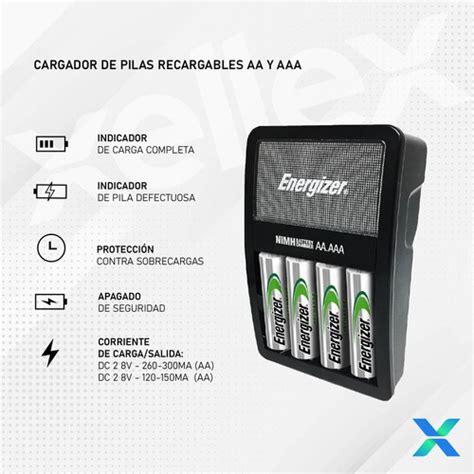 Combo Cargador Energizer Maxi 2 Pilas Aa 2 Pilas Aaa Rec Tienda