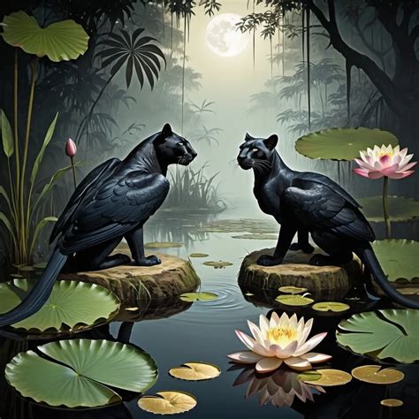 Exotic Birds With Dark Plumage Bats And Insects Fl