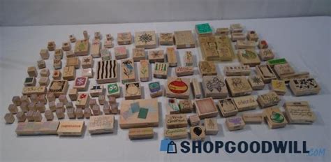 Large Lot Of 128 Assorted Rubber Stamps For Crafts Pre Owned