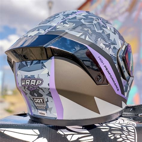 Casco Moto Abatible Morado Gris Mate Estelar Kov Certificado Env O Gratis