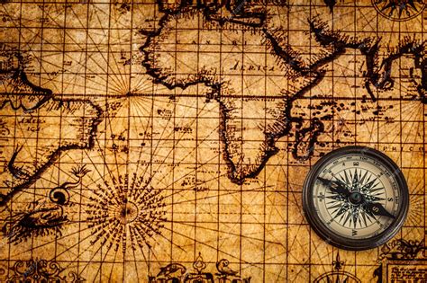 Premium Photo Old Vintage Compass On Ancient Map