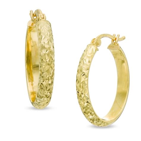 Diamond-Cut Hoop Earrings in 14K Gold | Zales