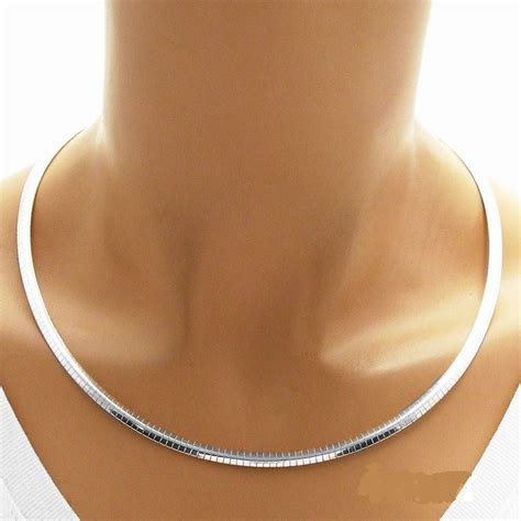 Sterling Silver Domed Omega Necklace Mm State