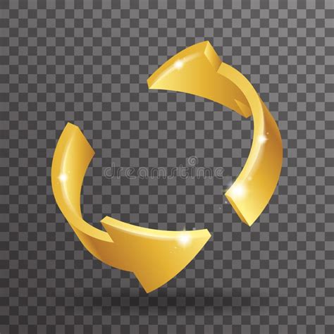 Abstract Golden Rotation Arrows 3d Design Elements Transperent