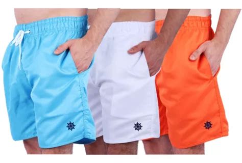 Kit Shorts Masculino Tactel Refor Ado Moda Praia Academia Escorrega