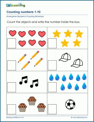 Numbers 1 To 10 Worksheets For Kindergarten