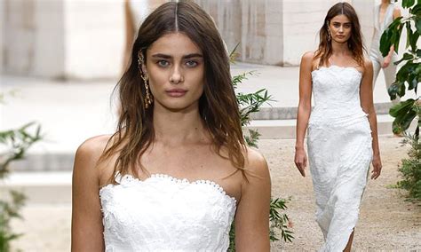 Taylor Hill Wows In Strapless Bridal Inspired Gown As She Walks The