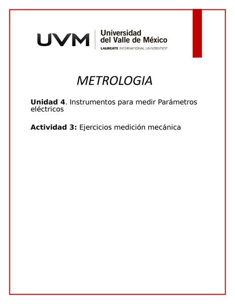 Brenda Ejercicios medición mecánica METROLOGIA Unidad 4