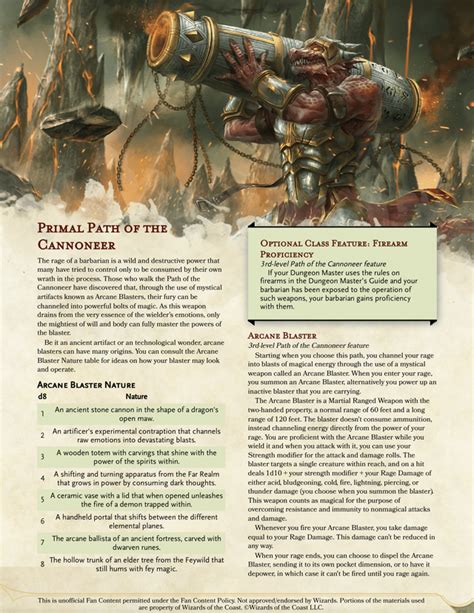 Primal Path Of The Cannoneer A Barbarian Ranged Option That Turns Your