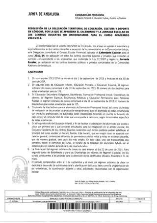 Resolucion Calendario Escolar 13 14 PDF