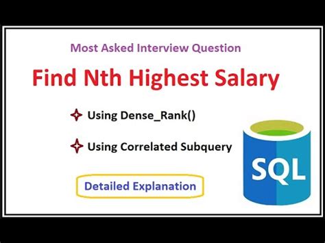 Find Nth 1st 2nd 3rd 4th Nth Highest Salary In SQL SQL Query For