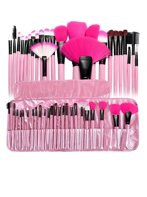 Zodaca Makeup Brush Set Kit With Cosmetic Bag Pink 24 Pcs Walmart