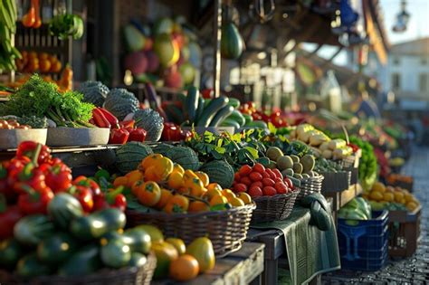 Premium Photo Vibrant Farmers Markets Brimming With Produce