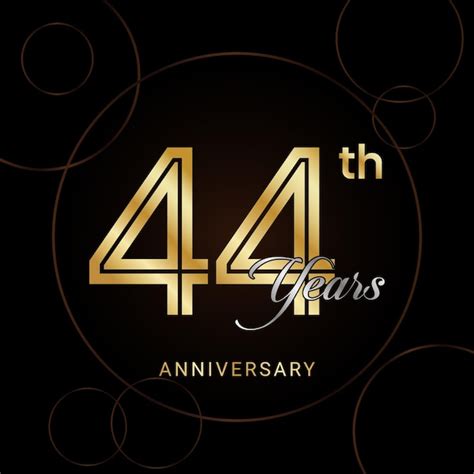 Premium Vector 44th Anniversary Celebration With Golden Text Golden