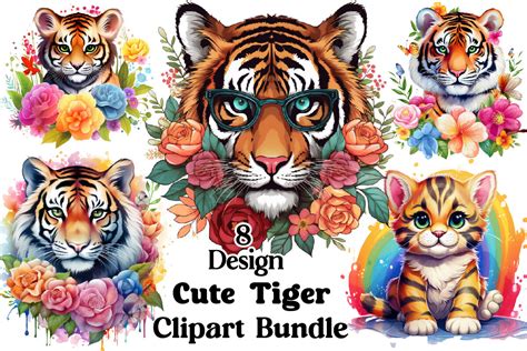 Cute Tiger Clipart PNG Bundle Graphic by Bundle · Creative Fabrica