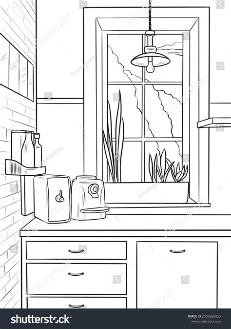 Home Interior Coloring Book Page Stock Illustration 2009685050 | Shutterstock