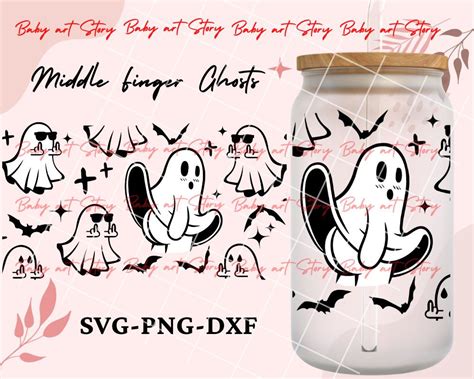 Middle Finger Ghosts Svg Png Wrap Oz Glass Can Design Etsy Australia