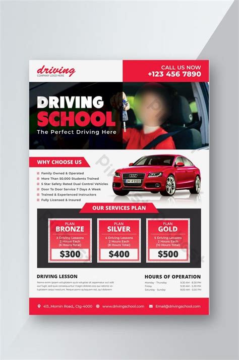 Driving School Flyer Template Design Psd Free Download Pikbest