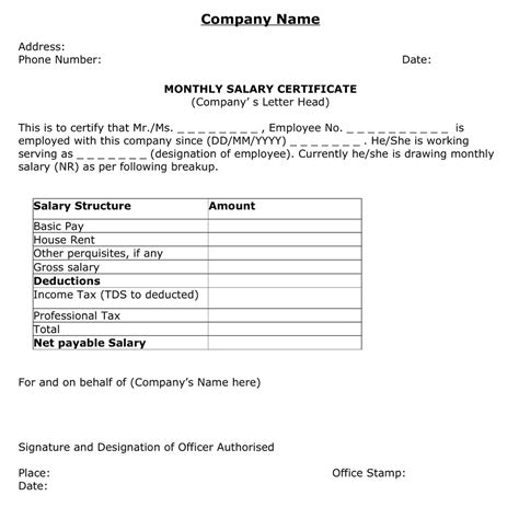 33 Free Salary Certificate Format Sample Pdf Word Templates