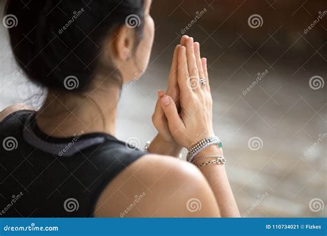 young woman  namaste gesture closeup stock image image  lady