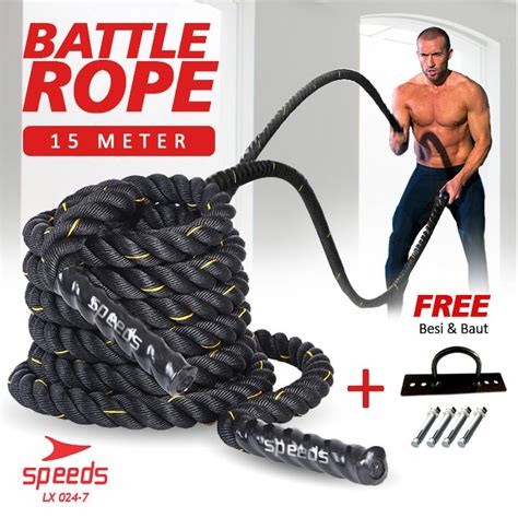 Jual SPEEDS Battle Rope 15 Meter Tali Fitness Battling Ropes Gym Free