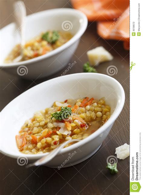 Sopa De Lentilha Vermelha Foto De Stock Imagem De Cozinhado 30708572