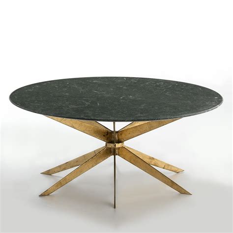 Thai Mobilier Table Basse Ronde Marbre Vert Et M Tal Dor Thierry