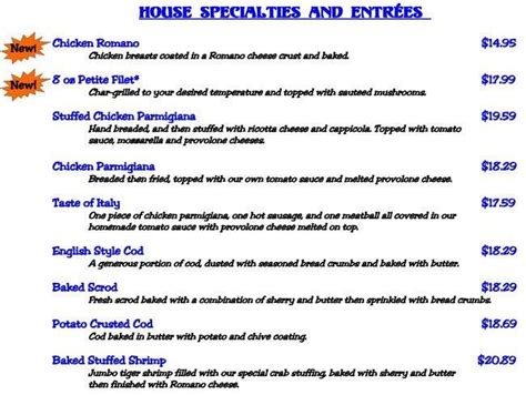 Menu At Rockefeller S Grille Pub Bar McKees Rocks