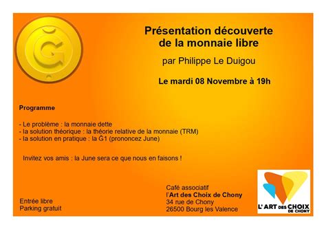 Présentation découverte de la monnaie libre Monnaie Libre et Transitions