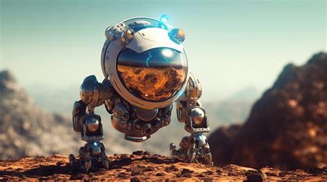 3d Illustration Of A Cyborg Planetary Exploration Robot On Habitable