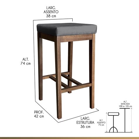 Comprar Kit 2 Banquetas Alta Para Bancada Bali Madeira Castanho Suede CCS