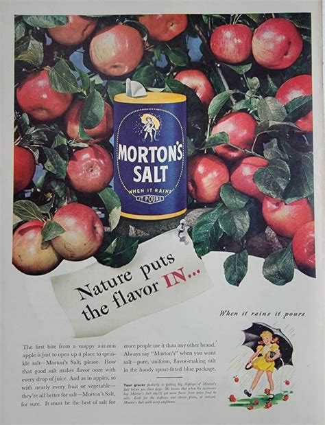 1947 Mortons Salt Vintage Advertisement Kitchen Wall Art Vintage Home