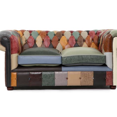 Divano Chesterfield Harlequin Patchwork Club 2 Posti Nuovo Inglese