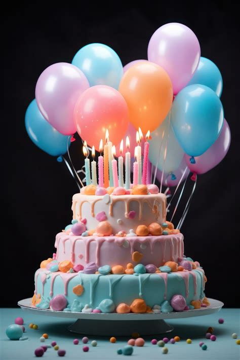 Birthday cake with balloons 28841951 Stock Photo at Vecteezy