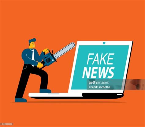 Cutting Fake News Laptop High Res Vector Graphic Getty Images