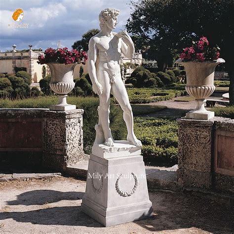 Outdoor Hand Carved Stone Famous Nude Man Statue White Marble David