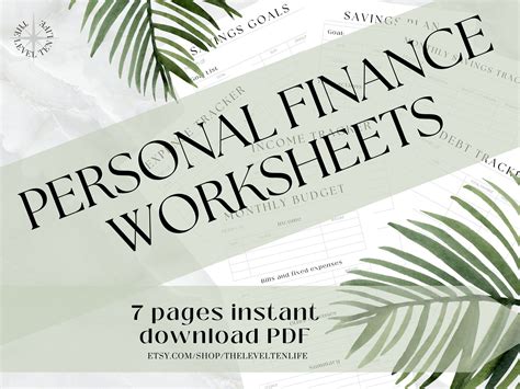 Personal Finance Worksheets Budget Income Expenses Savings Debt Pdf A4 A5 Us Letter Digital